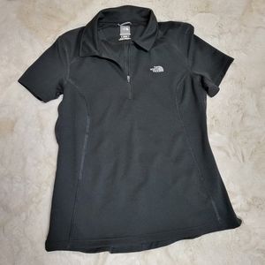 Womens North face golf shirt polo size XL Black Waffle Weave vapor wick
